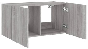 Móvel de parede p/ TV c/ luzes LED 80x35x41 cm cinzento sonoma