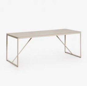 Mesa De Jantar Retangular 185x85 Cm Em Aço Melida Tapioca Bege - Sklum