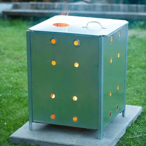 Nature Incinerador de jardim quadrado 46x46x65 cm aço galvanizado