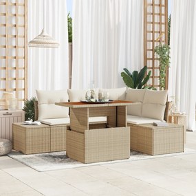 Conjunto de Jantar de 5 Peças para o Jardim com Almofadas Bege em Ratt