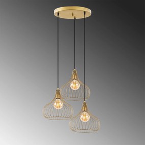 Chandelier Teldamla – Dourado Brilhante – 47 x 47 x 120 cm