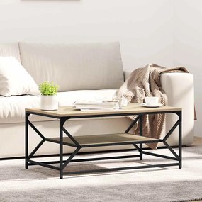 vidaXL Mesa de Centro com Prateleira Carvalho Sonoma 90x50x40 cm Derivados de Madeira
