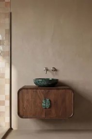 Conjunto De Móvel De Casa De Banho Suspenso 95x45 Cm Em Madeira De Manga E Pedra Natural Kivalina Mármore Verde Udaipur - Madeira De - Sklum