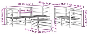 6 pcs conjunto sofás de jardim madeira de pinho maciça