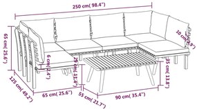 7 pcs conjunto lounge de jardim com almofadões acácia maciça