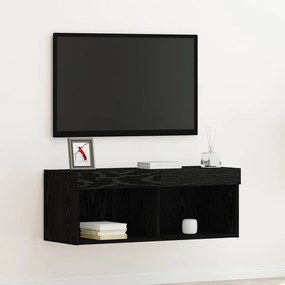 Armário de TV vidaXL com luzes LED Carvalho Preto 80x30x30 cm