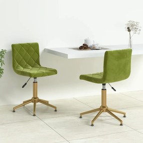 vidaXL Cadeiras de jantar giratórias 2 pcs veludo verde-claro