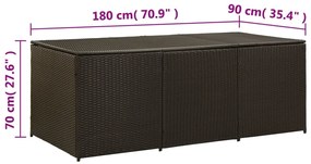Caixa de arrumação para jardim 180x90x70 cm vime PE castanho