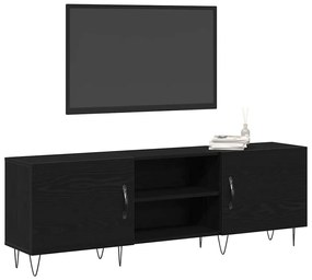 Armário para TV vidaXL Preto Carvalho 150x30x50 cm Madeira engenheirad