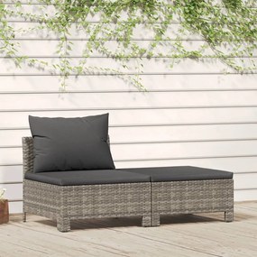 vidaXL 2 pcs conjunto lounge de jardim c/ almofadões vime PE cinzento