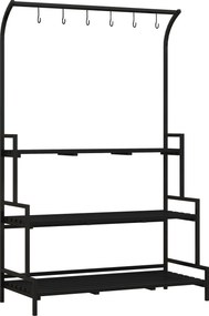 Outsunny Suporte para flores, 3 andares, 6 ganchos, Indoor &amp; Outdoor, Metallrahmen, 170H x 110L x 50B cm, Preto | Aosom Portugal