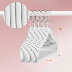 Conjunto de 50 cabides Cabides de veludo antiderrapantes brancos