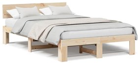 Estrado de Cama com Cabeceira 140x190 cm Madeira de Pinho Maciça