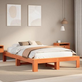 vidaXL Cama sem colchão 120x200 cm madeira pinho maciça castanho-mel
