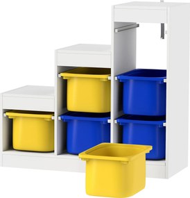 Móvel de Arrumação para Brinquedos, 96 x 38,5 x 90 cm, 6 Caixas Amovíveis, multicolorido