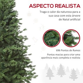 HOMCOM Árvore Artificial de Natal com Base Dobrável 696 Galhos PE Trid