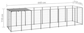 Canil para cães 4,84 m² aço prateado