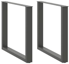 Pés para mesa de jantar em formato de U, 2 peças, antracite, 90x (72-7
