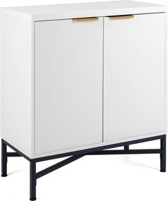 Aparador de 2 Portas, 71 x 35 x 82 cm, Prateleira Ajustável em 5 Níveis, Branco