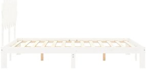 Cama sem colchão 140x200 cm madeira de pinho maciça branco