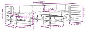 8 pcs conj. lounge jardim c/ almofadões madeira douglas maciça