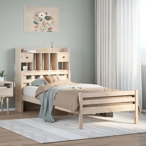 vidaXL Cama com estante sem colchão 90x200 cm pinho maciço