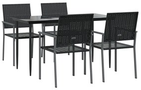 5 pcs conjunto de jantar p/ jardim vime PE e aço