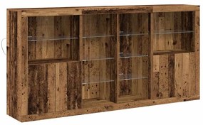 Aparador vidaXL com Luzes LED Madeira Velha 202x37x100 cm Madeira enge