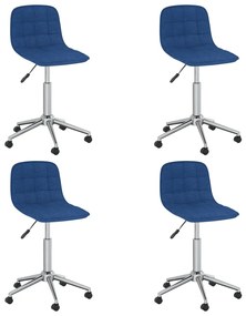 3086848 vidaXL Cadeiras de jantar giratórias 4 pcs tecido azul