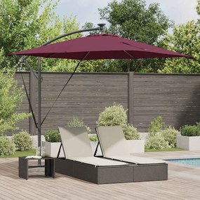 vidaXL Guarda-sol de Bananeira Cantilever com bloqueio Vermelho bordô