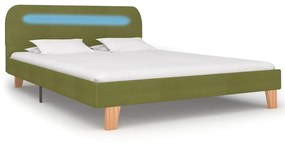 Estrutura de cama com LED em tecido 140x200 cm verde