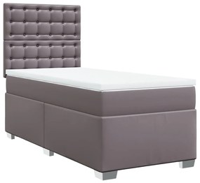 Cama com molas/colchão 80x200 cm couro artificial cinza