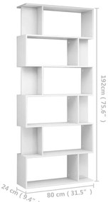 Estante/divisória 80x24x192 cm branco brilhante
