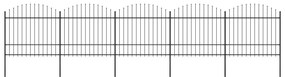 Cerca de jardim com topo em lanças (1,5-1,75)x8,5 m aço preto