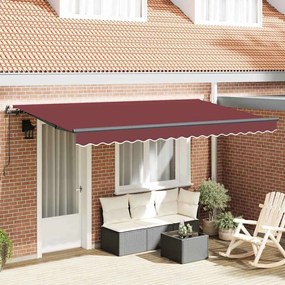 vidaXL Toldo Retrátil Manual Borgonha 350 x 200 cm tecido