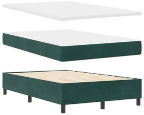 Cama Box Spring com Colchão e Banco Verde Escuro 120x200 cm Veludo