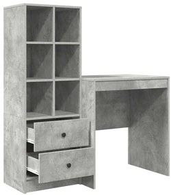 Mesa com Armazenamento Cinza Concreto Madeira Derivada