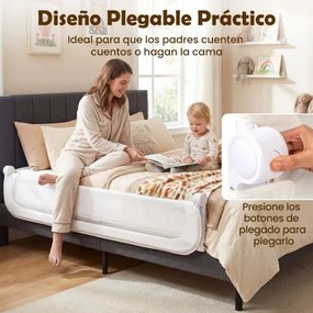 Barreira dobrável para camas infantis, altura ajustável com 178 x 36 x 60 cm, com capa removível em tecido Oxford, base em U, com correia e fivela, br