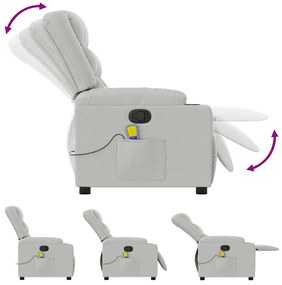 Cadeira de massagem reclinável tecido cinzento