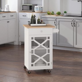 Carrinho de cozinha com Rodas 63 C x 45 P x 86 A cm gaveta, armário, toalheiro - branco