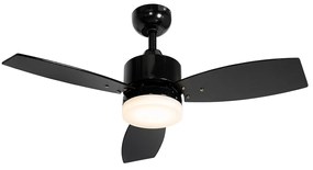 Ventilador de teto preto com LED e comando remoto IP44 - Toledo Moderno