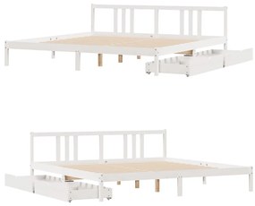 Cama sem colchão 200x200 cm madeira de pinho maciça branco