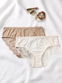 Lote de 2 cuecas de gravidez em microfibra e renda ENVIE DE FRAISE moka