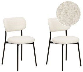 Conjunto de 2 cadeiras de jantar em tecido bouclé branco-creme CASEY Beliani