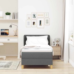 Cama Box Spring com Colchão em Cinzento Escuro, 80x200 cm, Tecido
