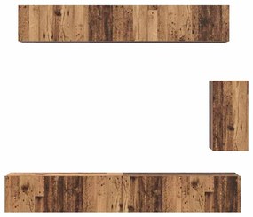 Conjunto de móvel de TV 6 pcs Madeira antiga Standard Médio