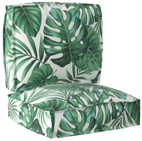 Conjunto de Almofadas para Palete de 2 Peças com Padrão de Folhas em T