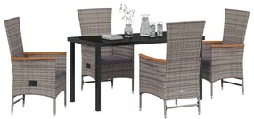 Cadeiras Exteriores com almofada 5 pcs Cinzento Cinza Escuro