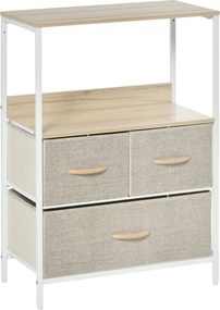 HOMCOM Cômoda móvel de arrumação com 3 gavetas em tecido, prateleira e tampo superior, 58L x 29P x 81,5H cm | Aosom Portugal