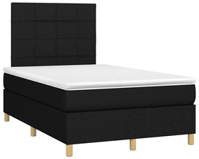 Cama box spring c/ colchão e LED 120x190 cm tecido preto